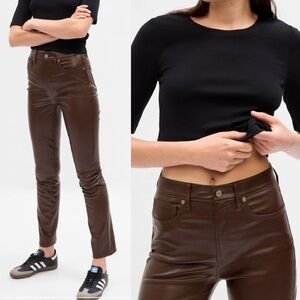 NWT Gap 10 Tall Vegan Leather High Rise Vintage Slim Pants in Expresso
